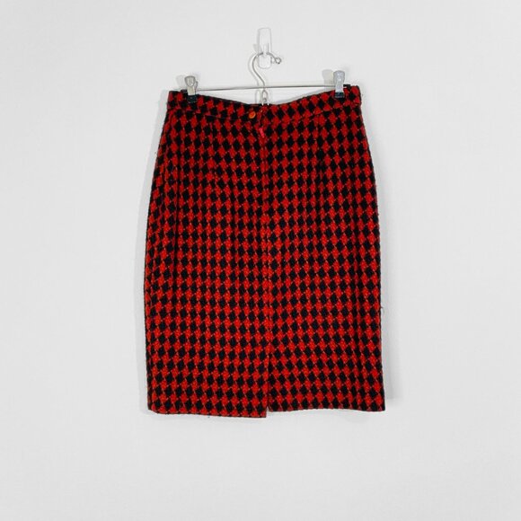 Vintage | Black and Red Woven Pencil Skirt - Picture 2 of 2